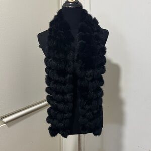 Luxurious Real Black Fur Scarf
